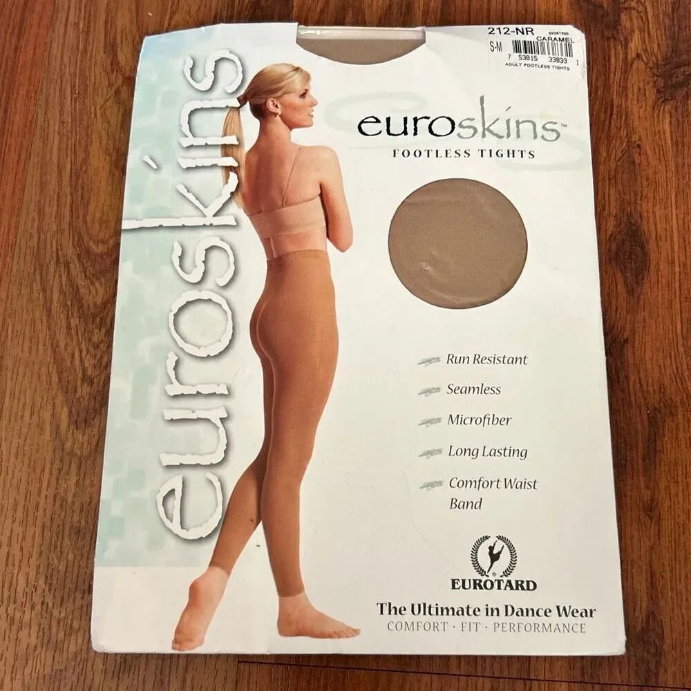 NEW Eurotard Euroskins footless tight beige caramel size S/M adult dance wear da